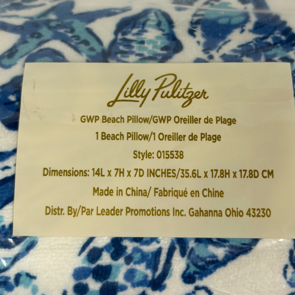 Lilly Pulitzer Beach Pillow Shell Collector Coastal Beach Fringe Coastal Bolster - Picture 2 of 10